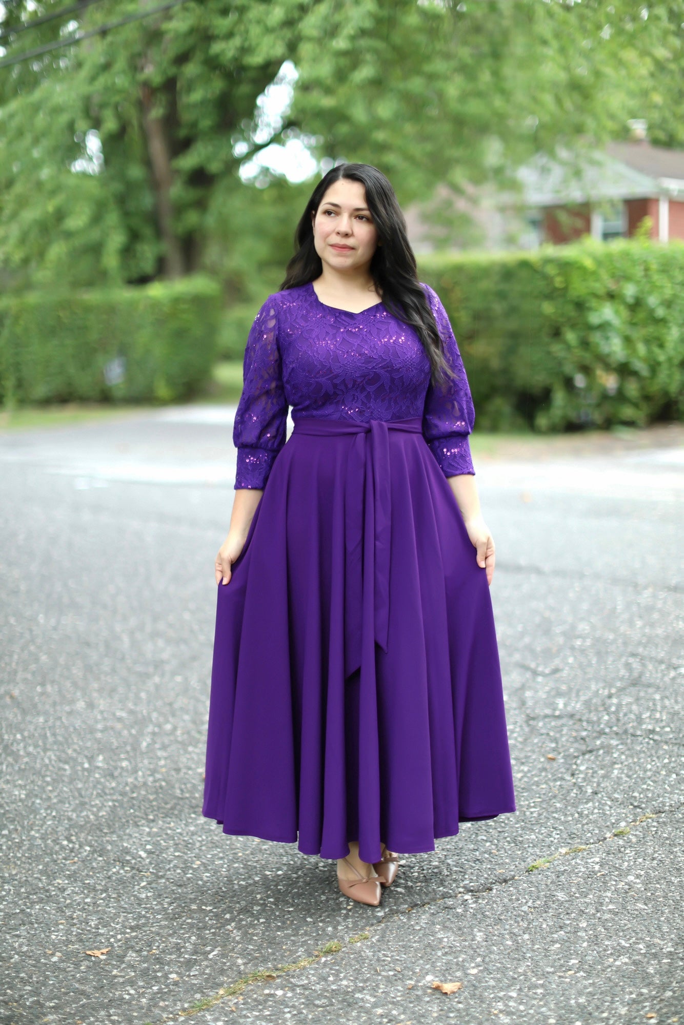 Purple Sequins Maxi Dress