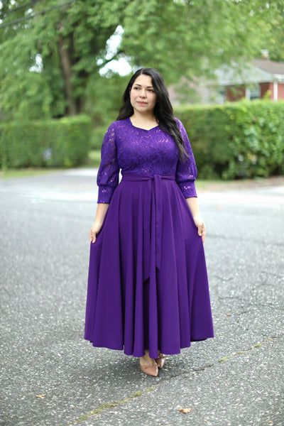 Purple Sequins Maxi Dress