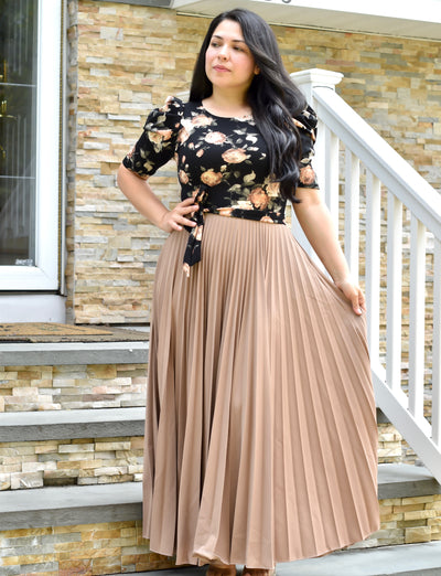 Paulina Taupe Floral Maxi Dress