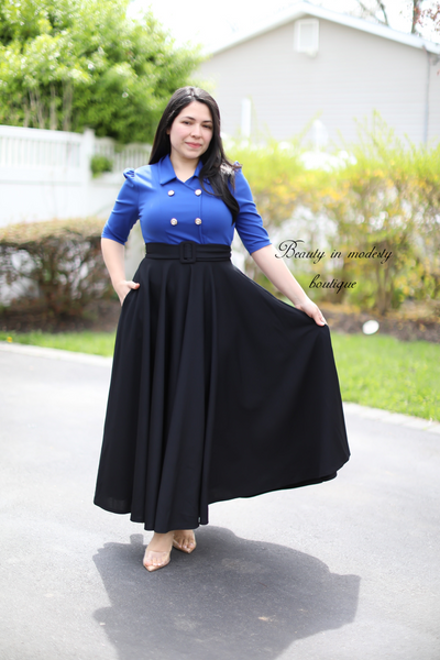 Alma Royal Blue / Black Maxi Dress