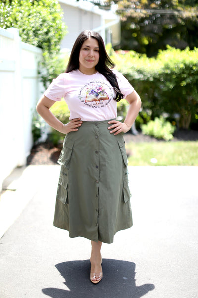 Olive Cargo Midi Skirt