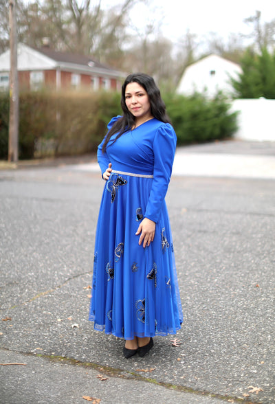 Royal Blue Tulle Maxi Dress