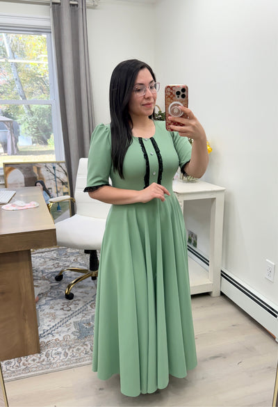 Green Little Lace Maxi Dress