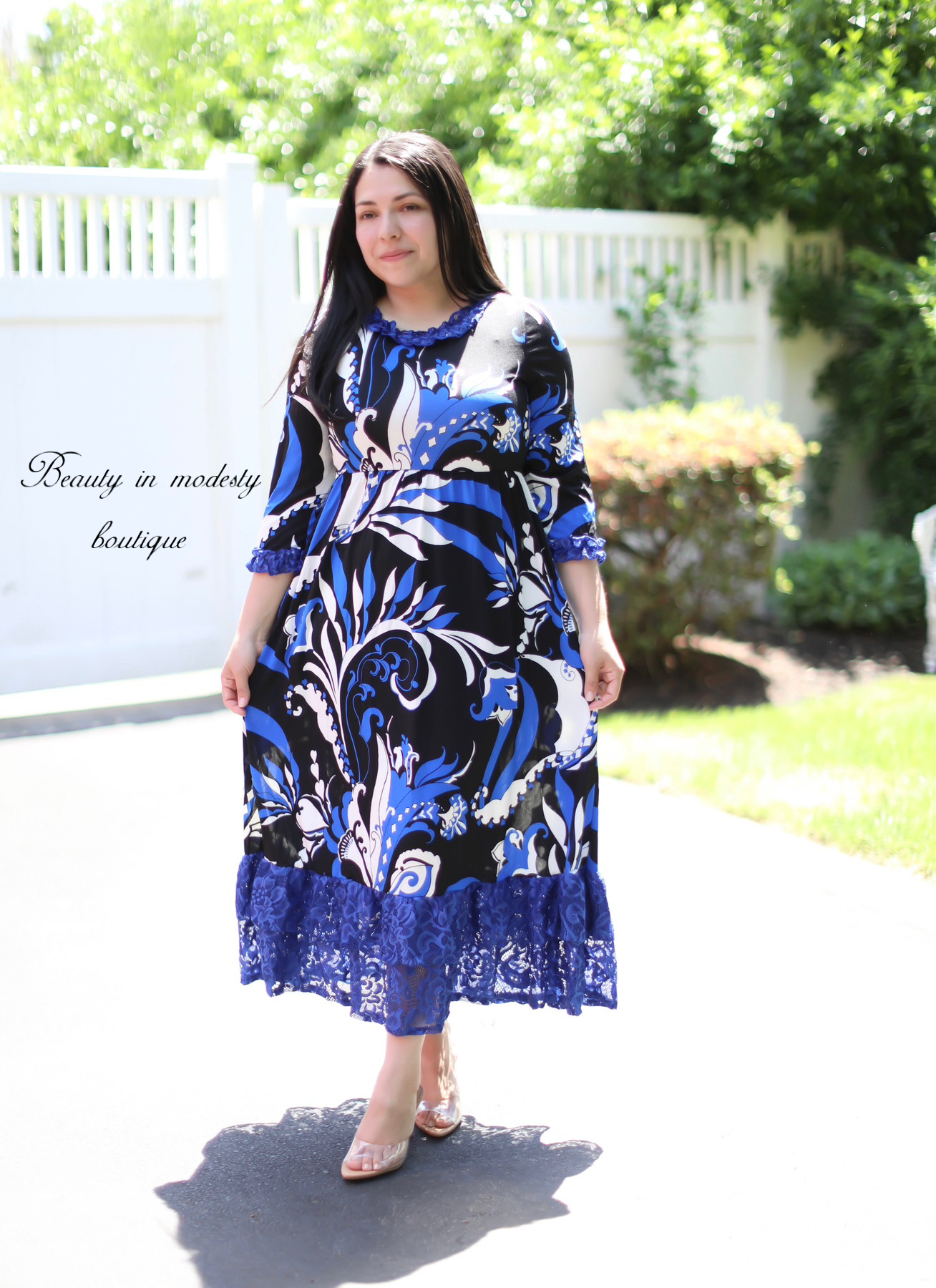 Royalty Lace Blue Midi Dress