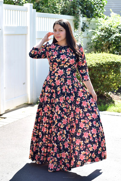 Lilibeth Navy/Floral Maxi Dress