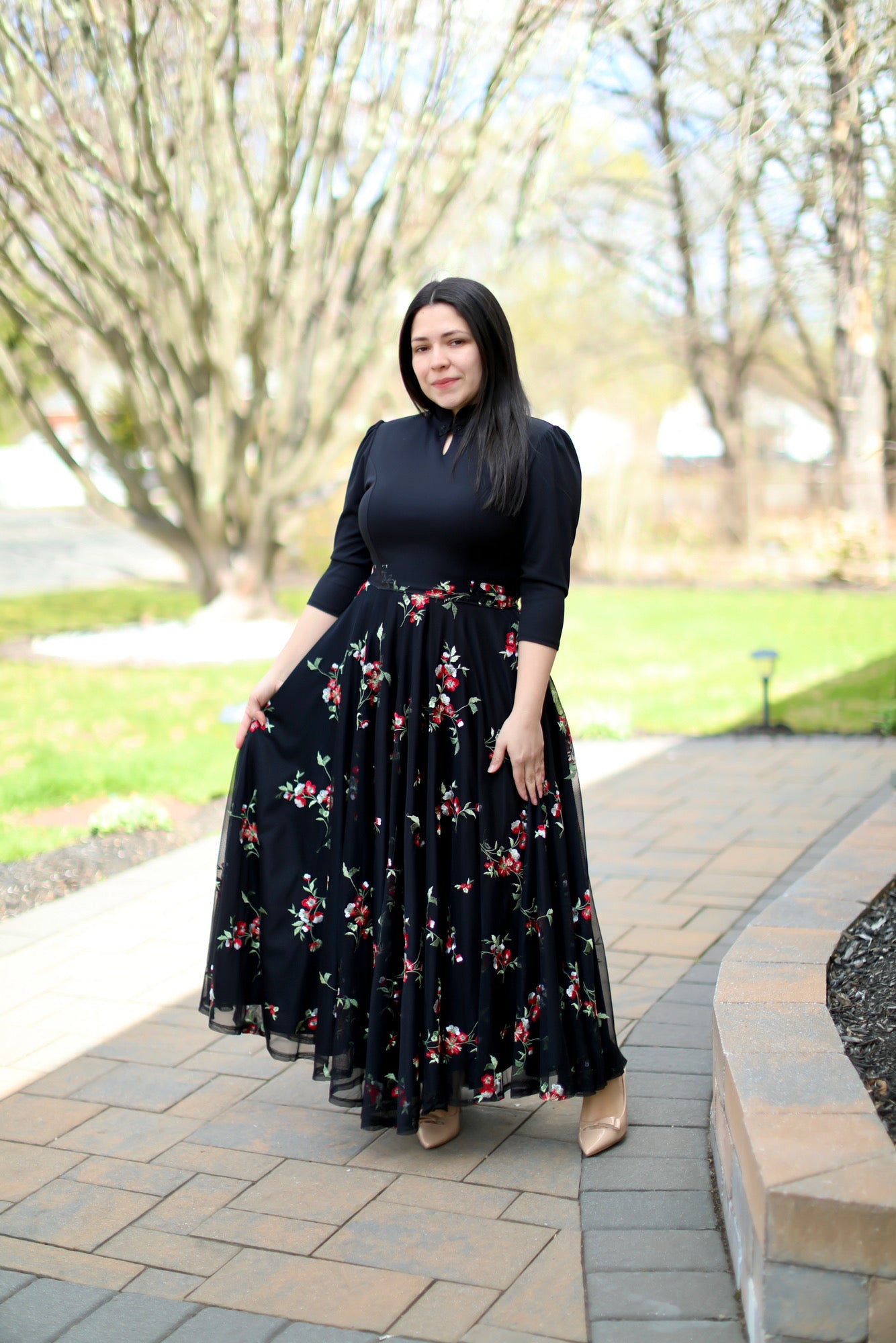 Mother's Black Roses Maxi Dress