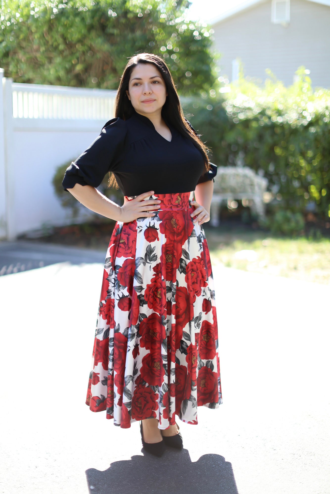 Black Red Roses Maxi Dress