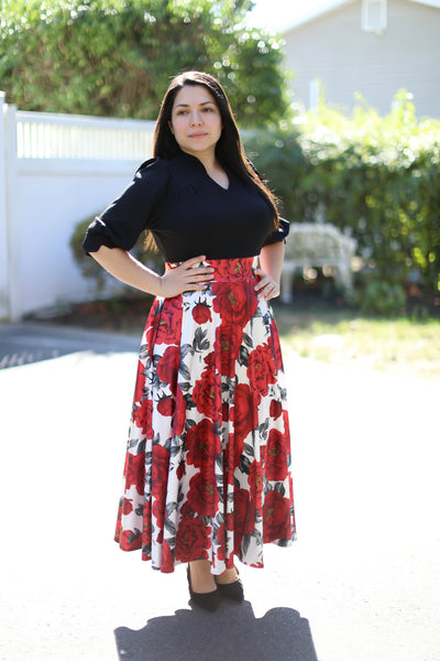 Black Red Roses Maxi Dress