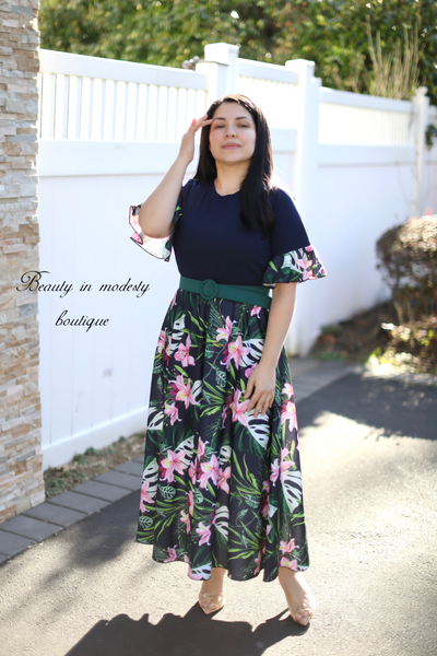 Navy Lilly Belted Maxi Dress