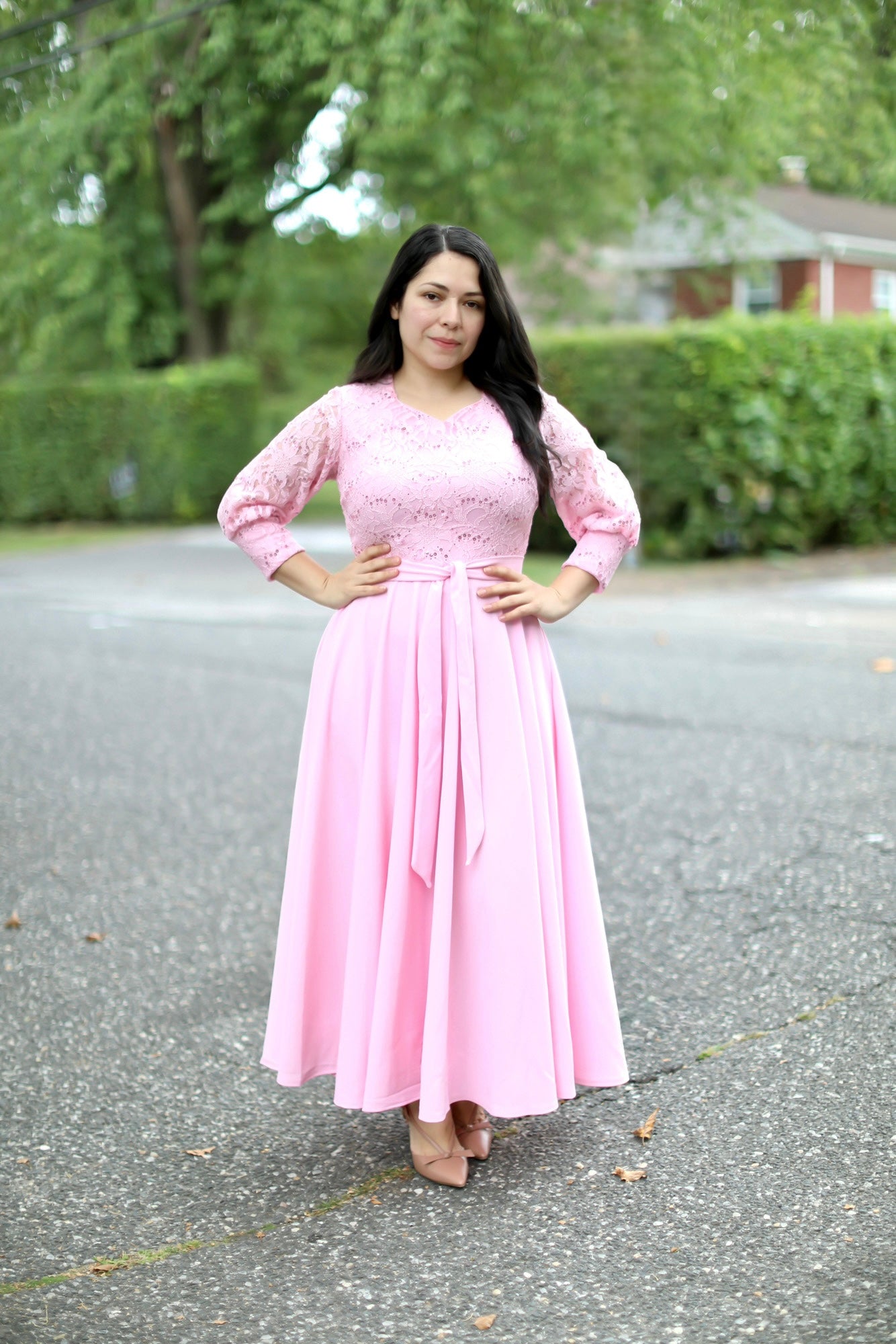 Pink Sequins Maxi Dress