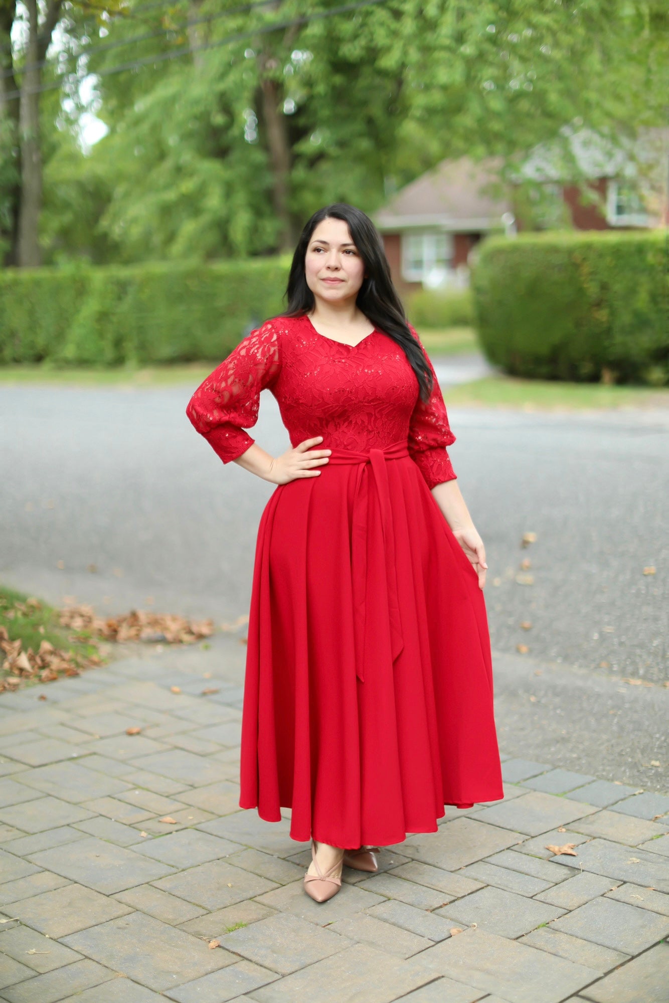 Red Sequins Maxi Dress