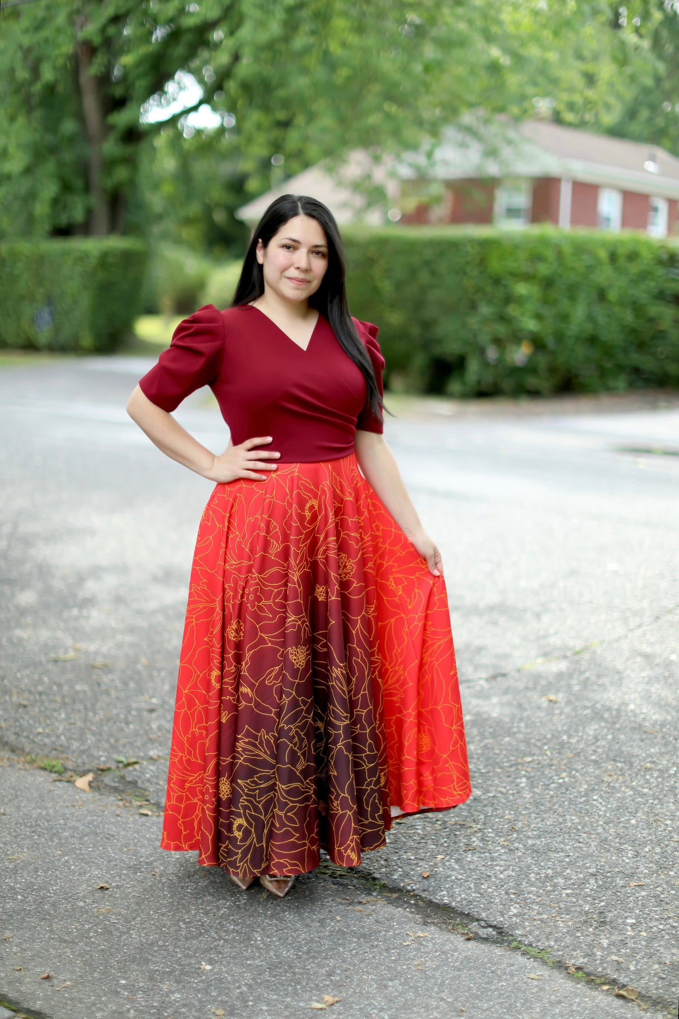 Zania Burgundy Maxi Dress