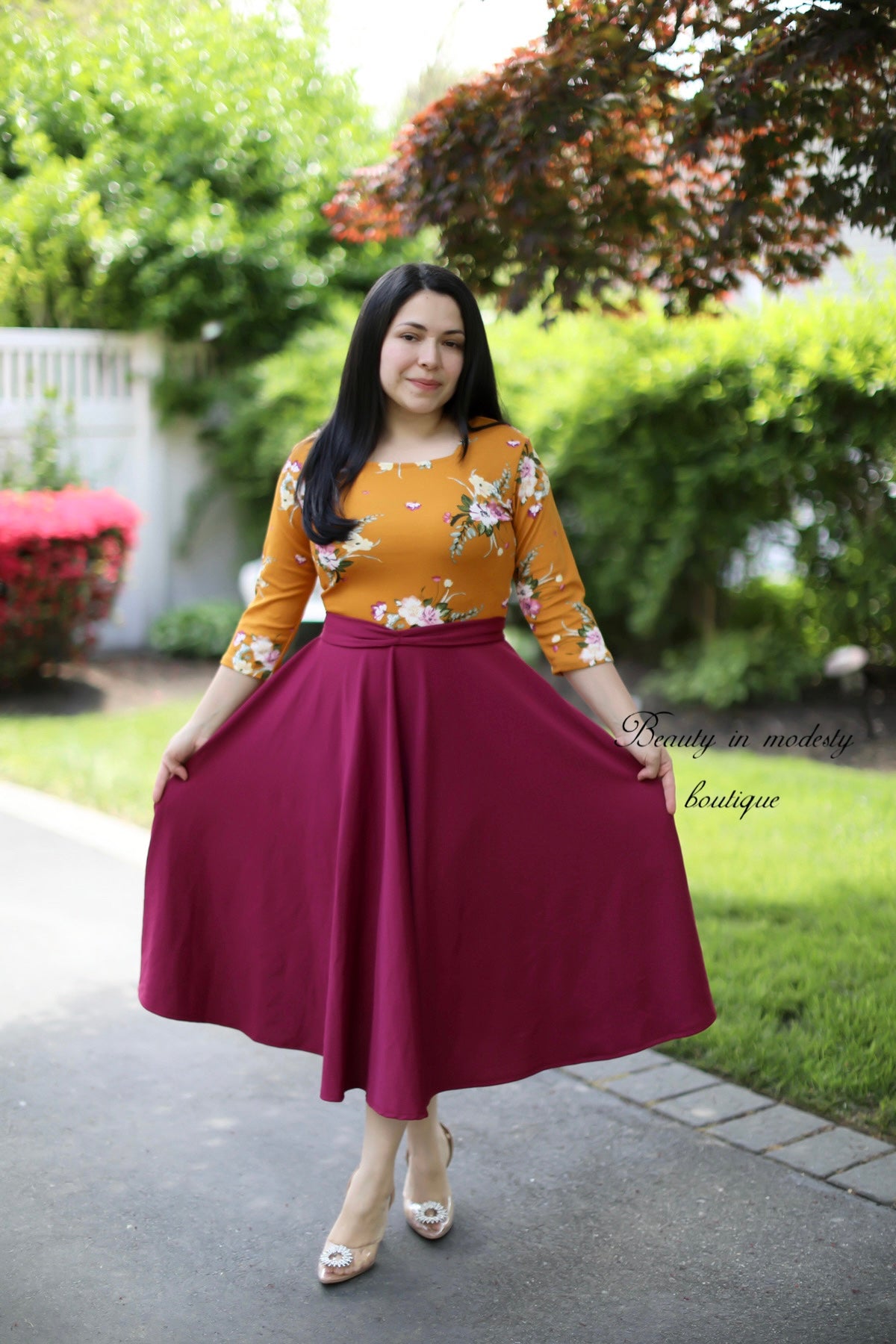 Patricia Mustard / Burgundy Midi Dress