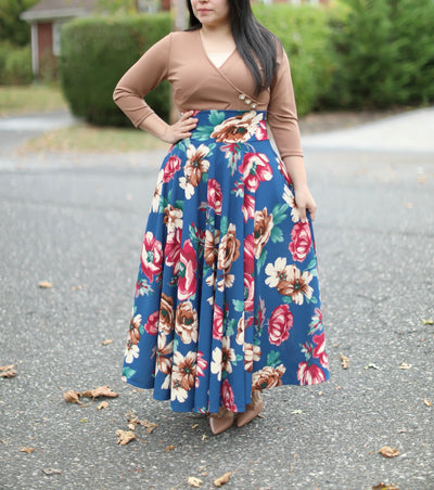 Royal Floral Maxi Skirt