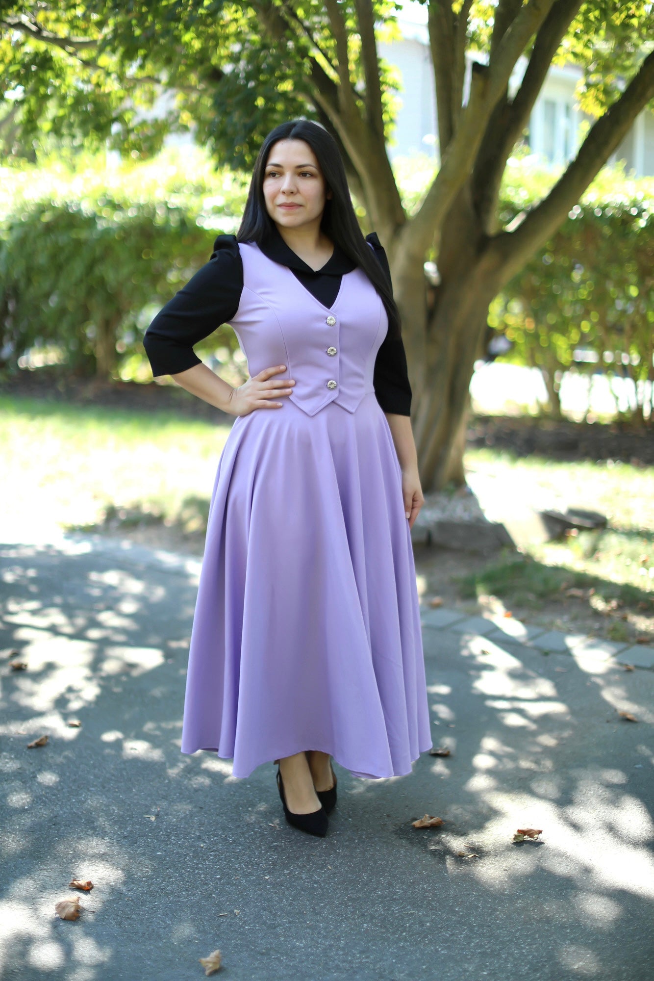 Black Lilac Overall Maxi Dress