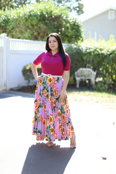 Pleated Bugambilia Maxi Dress