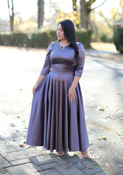 Nora Deep Violet Satin Maxi Dress