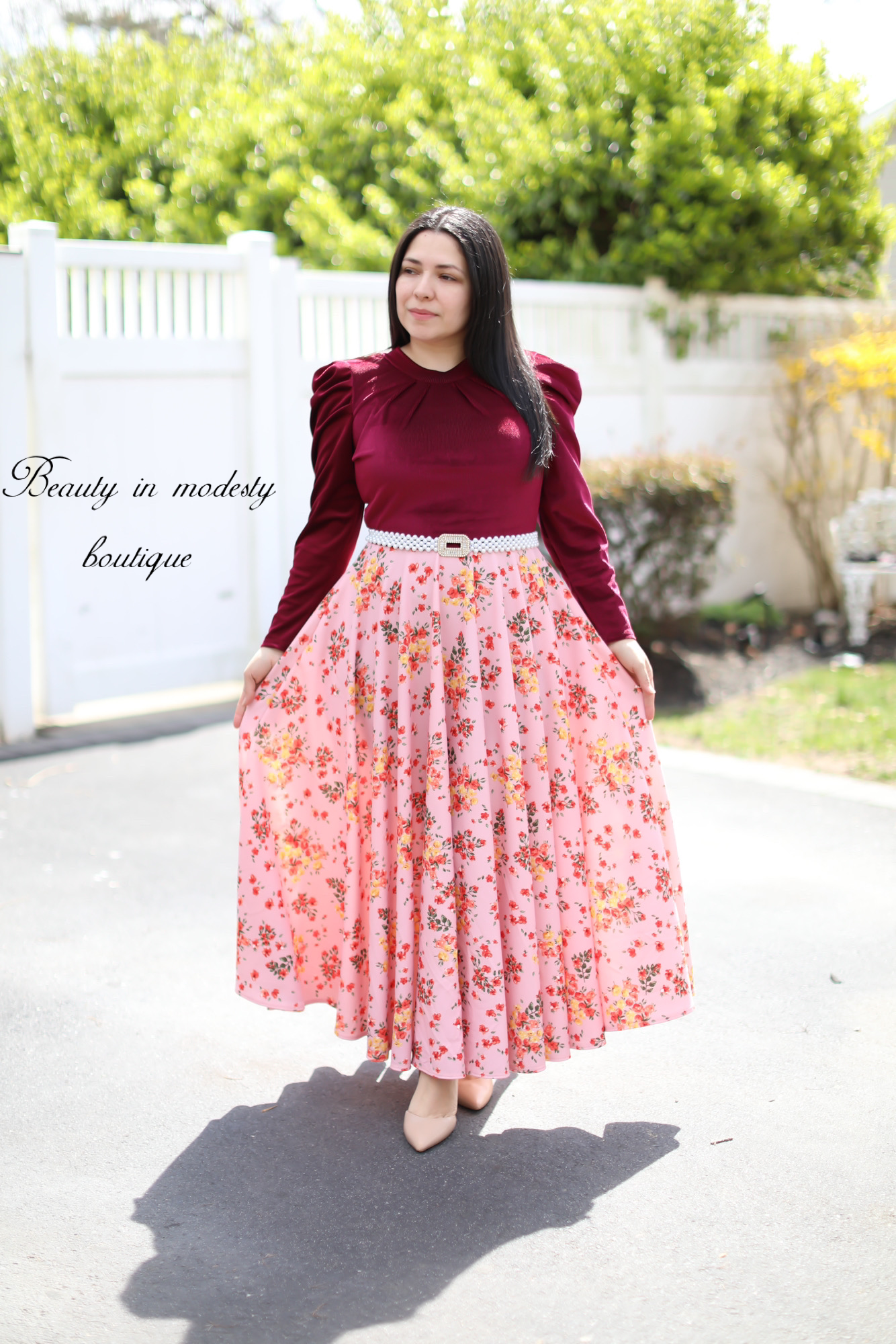 Rubí Salmon Floral Maxi Dress