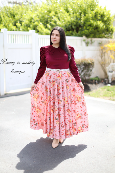 Rubí Salmon Floral Maxi Dress