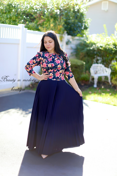 Lilibeth Floral/Navy Maxi Dress