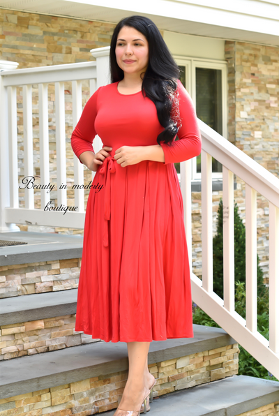 Aime Coral Soft Midi Dress