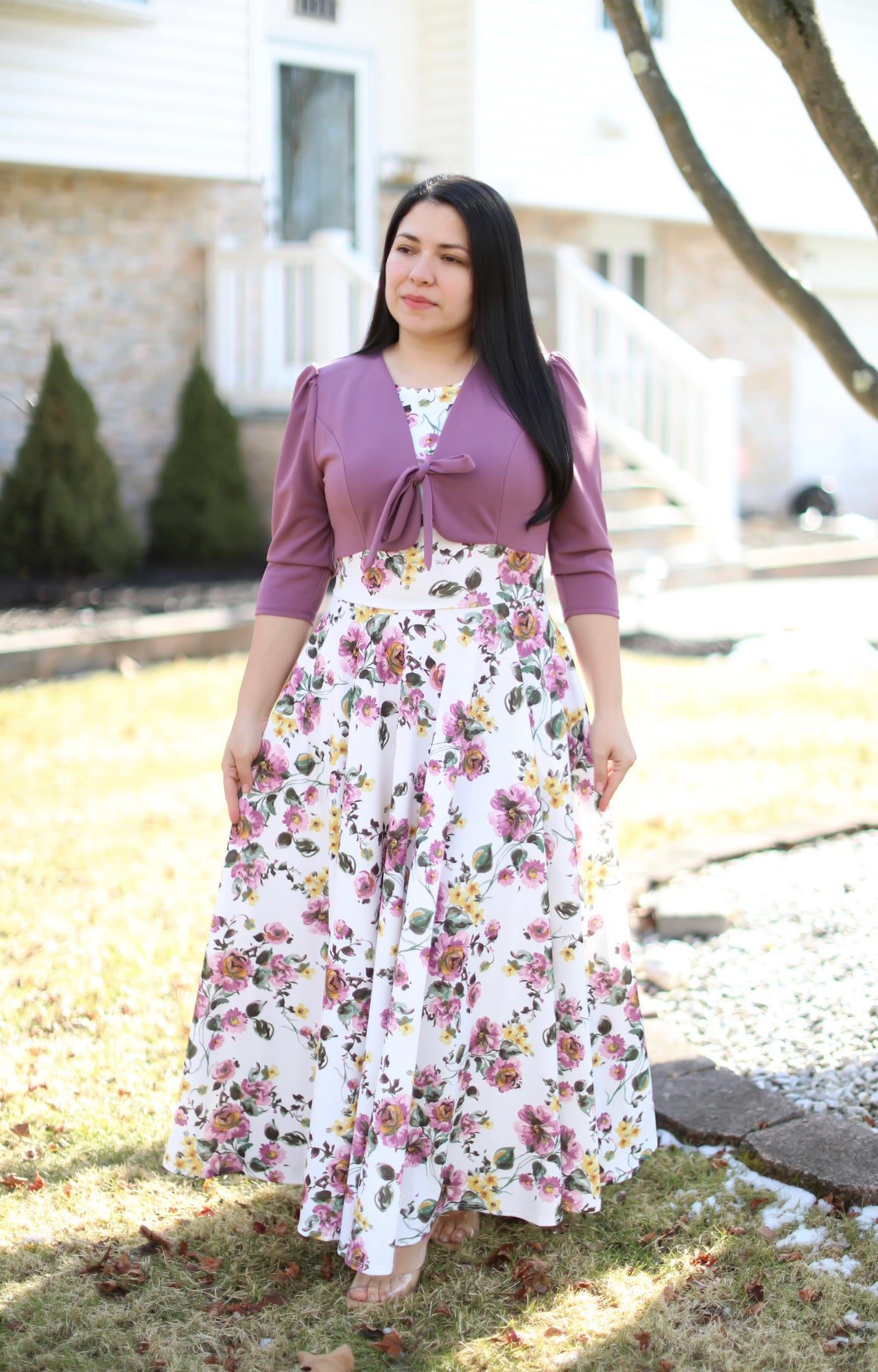 Eunice Mauve Floral Maxi Dress