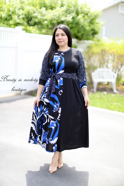 Nohemy Black Paisley Midi Dress