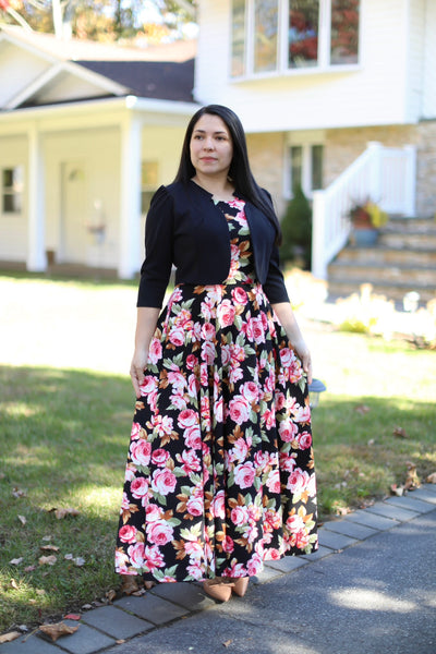 Kendra Black Floral Maxi Dress