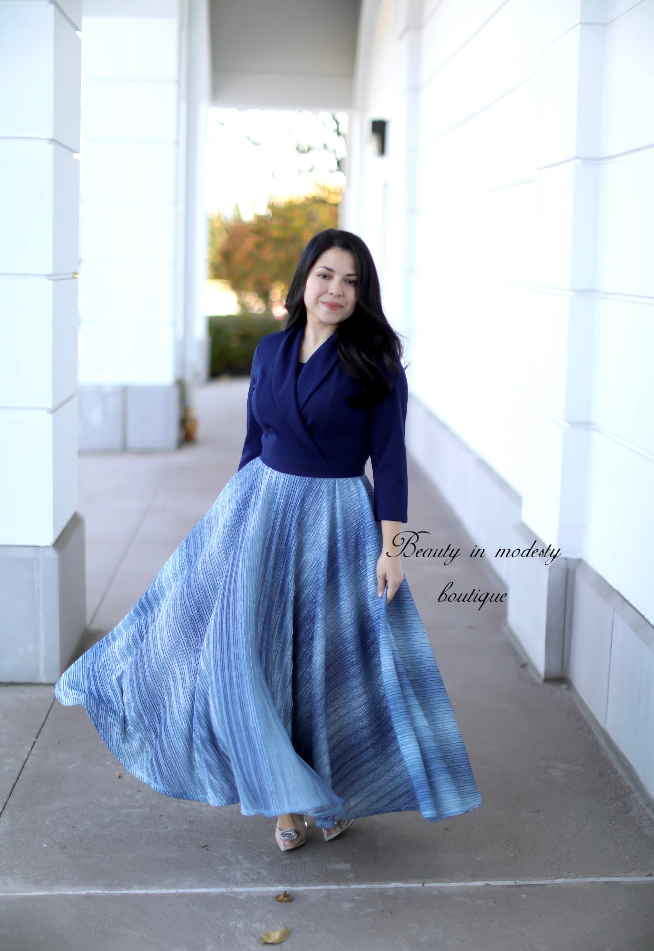 Abigail Navy Holiday Maxi Dress