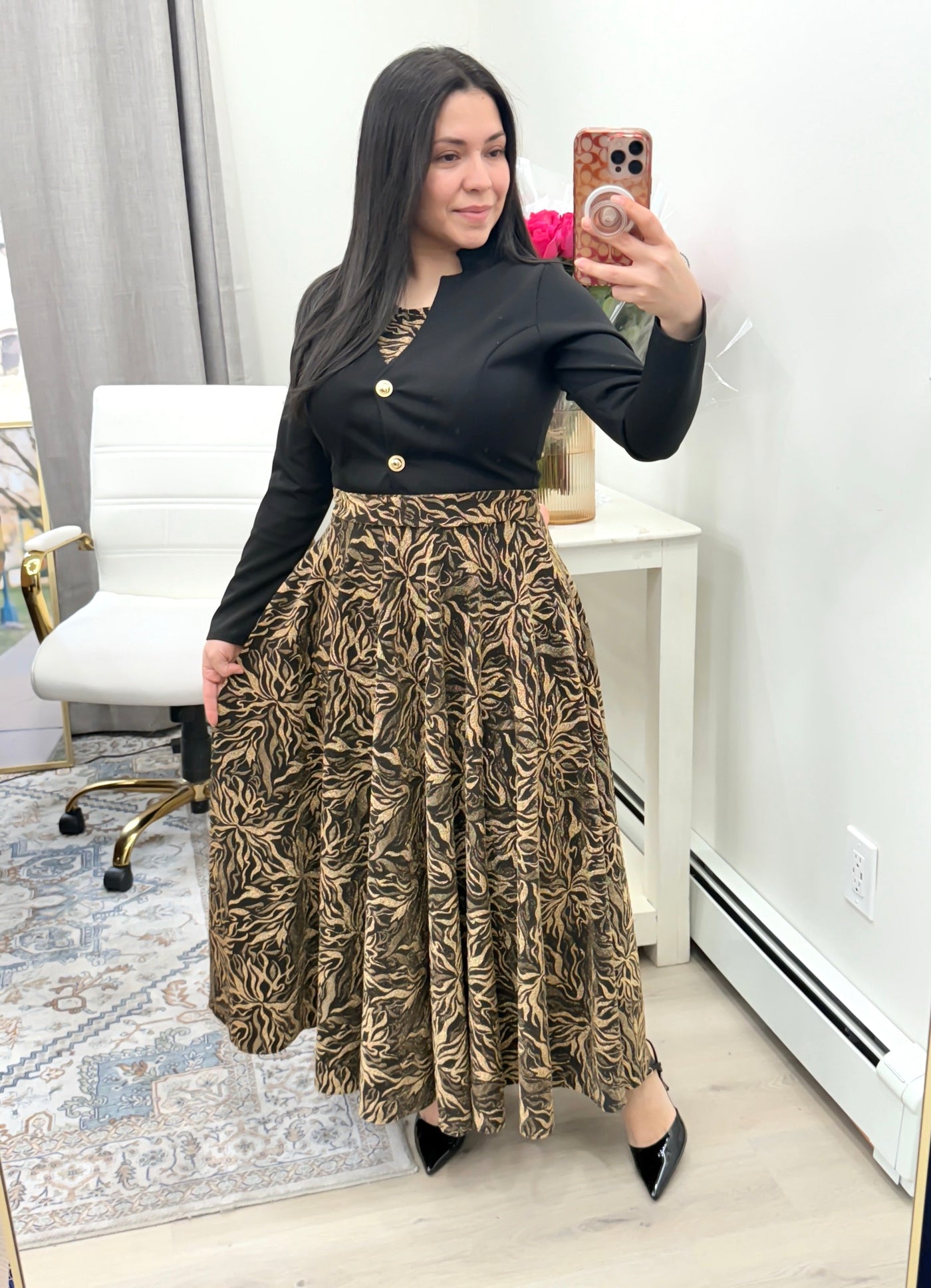 Gold Black Maxi Dress