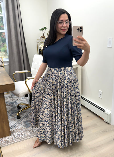 Karen Navy Blue Floral Maxi Dress