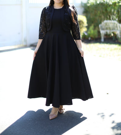 Black Blazer Lace Maxi Dress