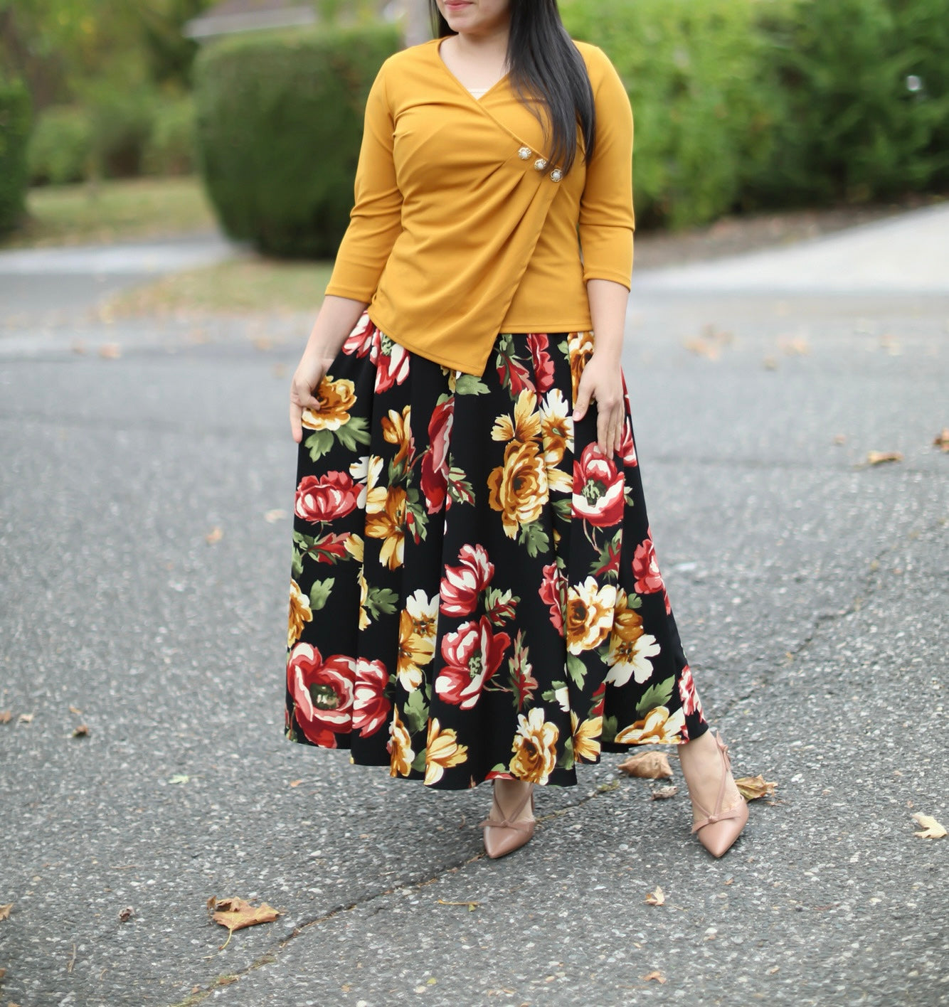 Black Floral Maxi Skirt
