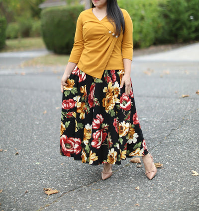 Black Floral Maxi Skirt