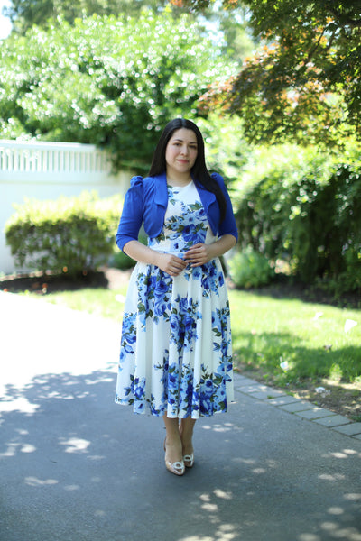Royal Floral Midi Dress