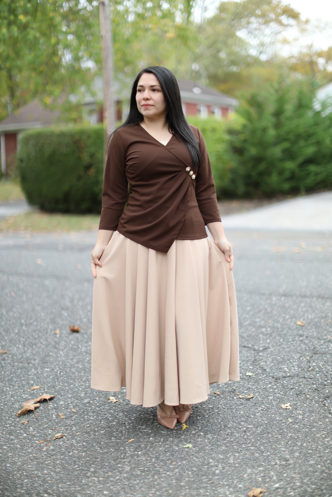 Nude Maxi Skirt