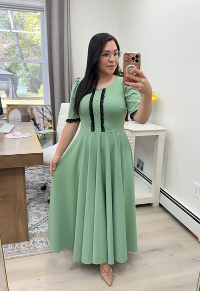 Green Little Lace Maxi Dress