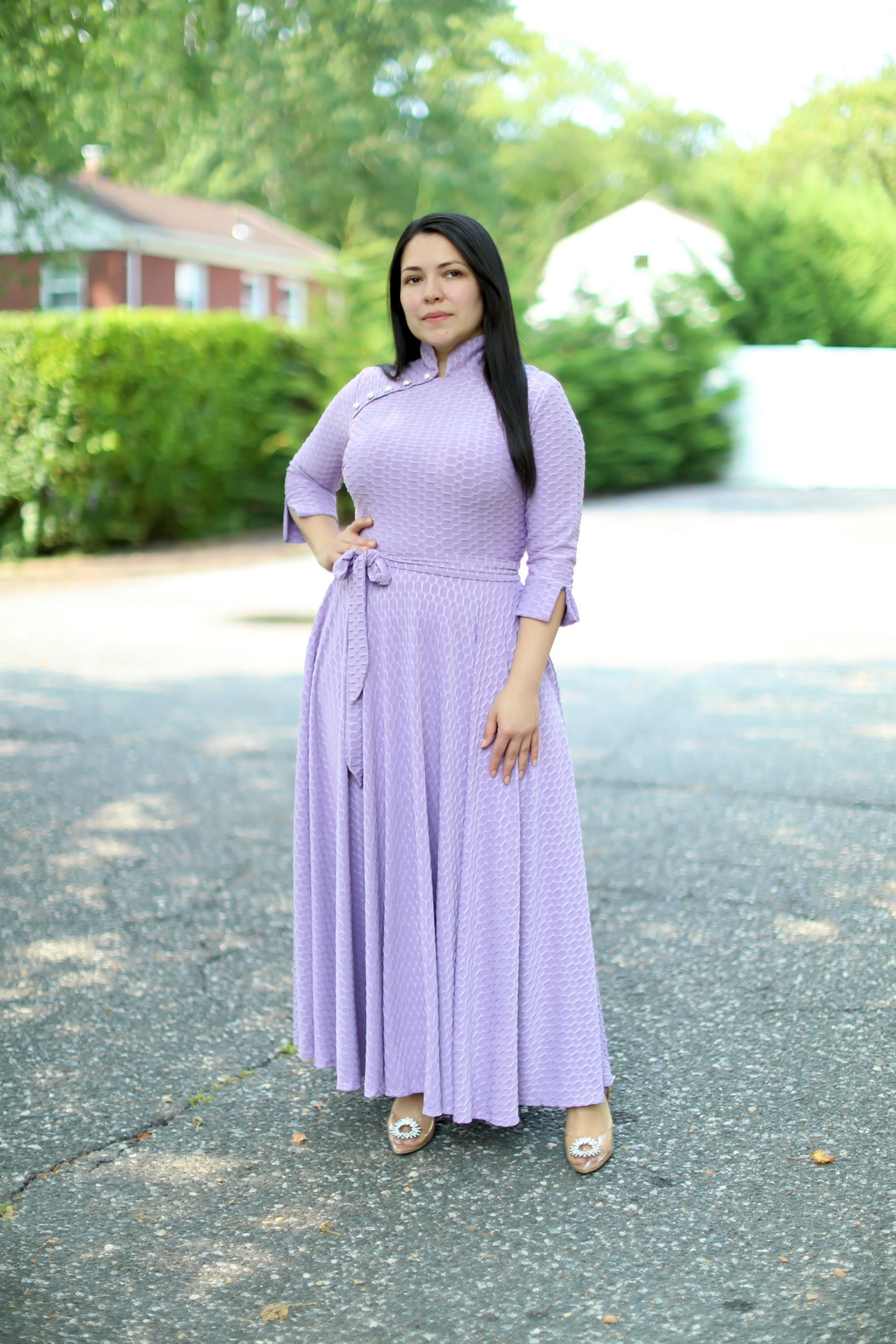 Lilac Strechy Maxi Dress