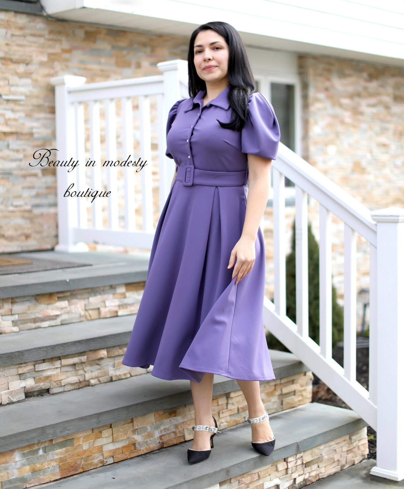 Vintage Soft Purple Midi Dress