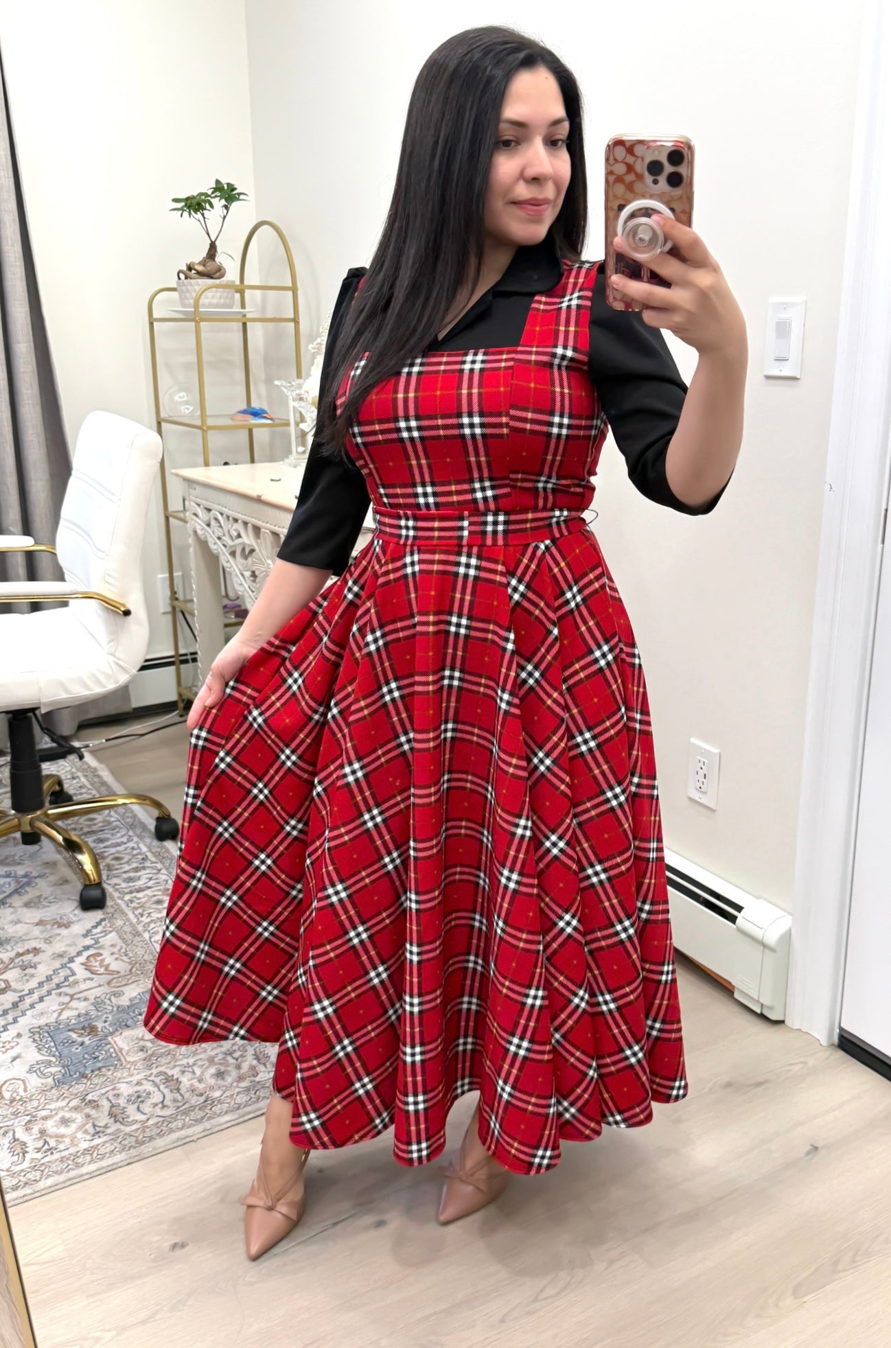 Black Red Overall Maxi Dress