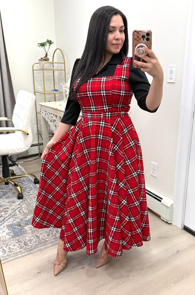 Black Red Overall Maxi Dress