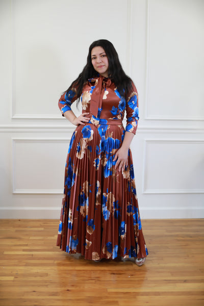 Raquel Brown Floral Maxi Dress