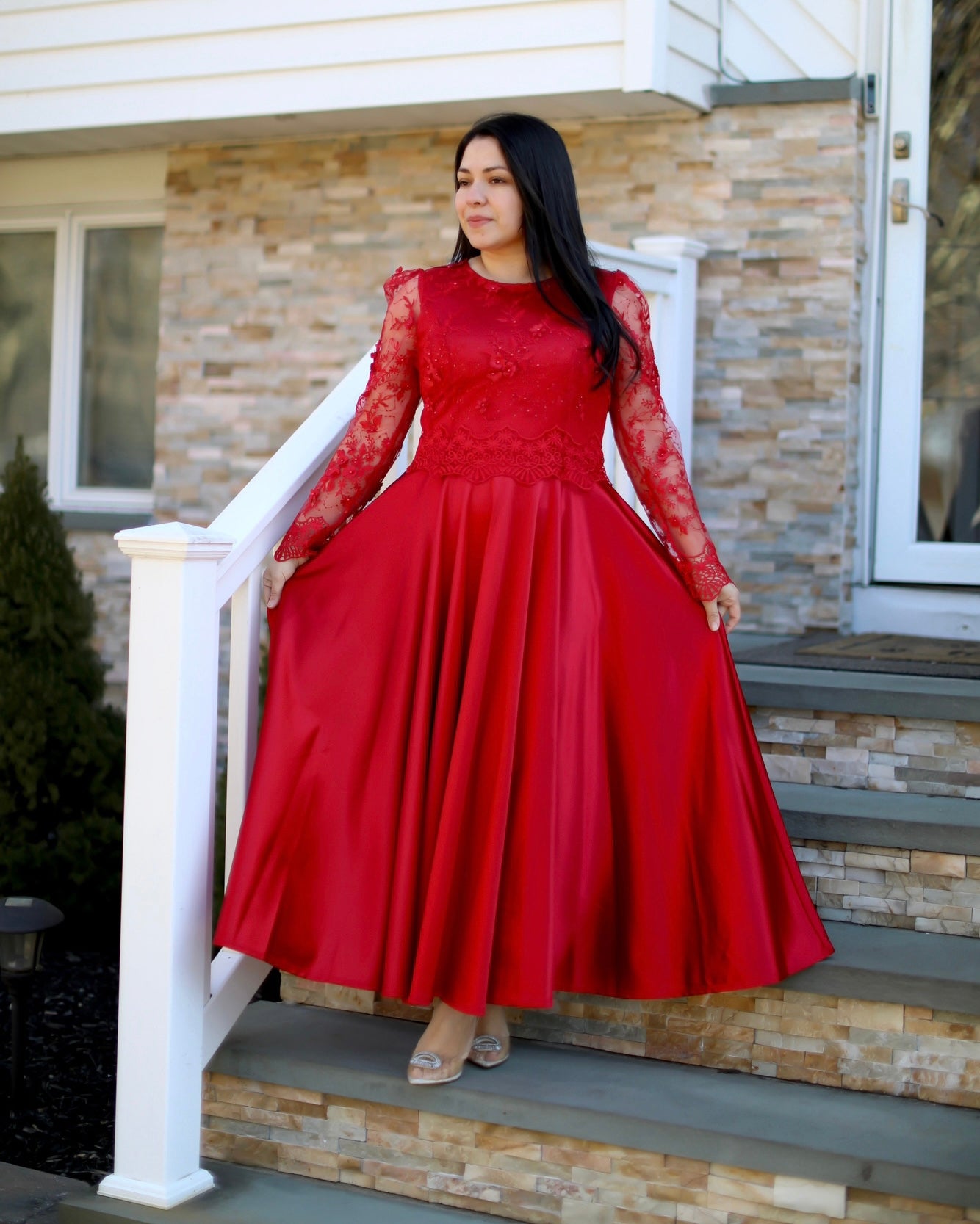 Regina Red Lace Maxi Dress