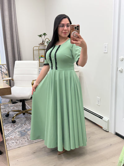 Green Little Lace Maxi Dress