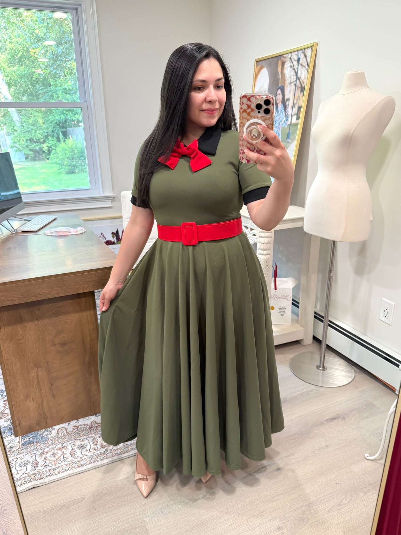Belted Saylor Olive Maxi Dress