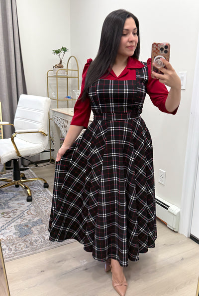 Black Red Overall Maxi Dress