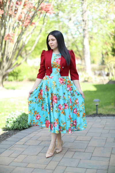 Adeline Red Mint Midi Dress