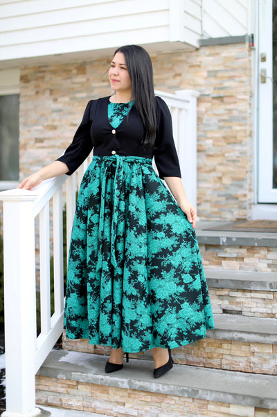 Teal Jacquard Soft Maxi Dress