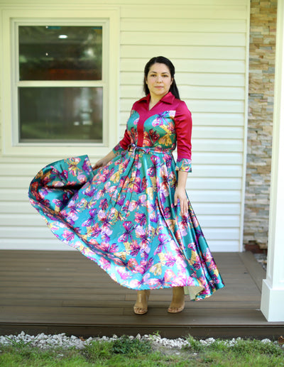 Satin Rubi Floral Maxi Dress