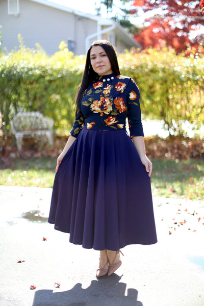 Rebecca Floral Navy Midi Dress